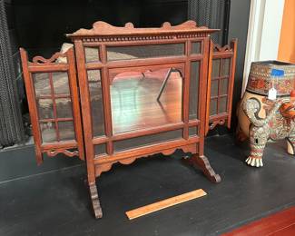 A673 - $225. Decorative Fireplace Screen with Mirror. Measures 32" x 24" tall. 