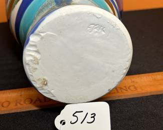 A513 - $30. Signed SGK? Pottery Vase. Measures 5.5" x 13" tall. 