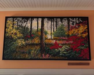 A671 - $950. Original Pulp Painting signed Chery Cratty. Measures 49.5" x 2" x 25.75".
