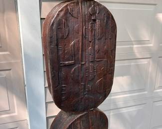 A653 - $500. William Moore. Ceramic Totem. Measures Please be prepared to move this yourself. Measures 15.75"w x 15.75"d x 76.5" tall