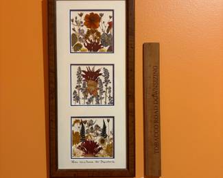 A222 - $30. Pressed Flowers: "De Mon Jardin". Measures 8" x 16.5". 