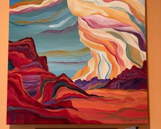 A308 - $550. Judy Choate : Mountain & Wind Abstract. Measures 20" x 20". 