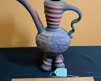 A510 - $125. Whimsical Pottery Teapot. Jim Kemp. Measures 9" x 11.5" tall. 