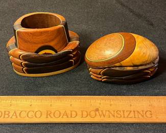 A471 - $125. Terry Evans Wood Art Trinket Box. Measures 4" x 1.75" x 4.5" tall. 