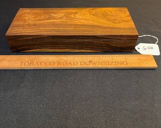 A600 - $65. Jeffrey Seaton Carved Wooden Box. Measures 10" x 4.5" x 1.75" tall. 