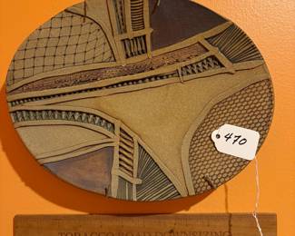 A470 - $65. Barbara Haring Hanging Wall Plaque. Measures 