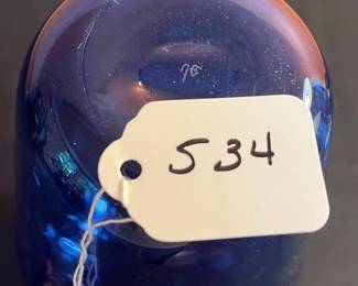 A534 - $125. Cobalt Bullicante Vase. Signed on Base TG. Measures 5" x 12" tall.?