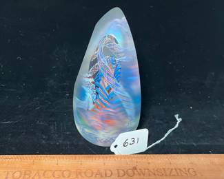 A631 - $95. Henry Summa Art Glass paperweight. Measures 6.5" tall. 