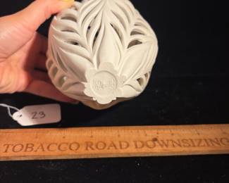 A23 - $550. Jennifer McCurdy : Porcelain Vase. Measures 5" x 7.5" tall. 