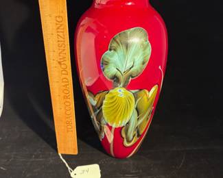 A34 - $450. Satava Glass Art Studio: Iris Vase. Measures 4.5" x 11.5" tall. 
