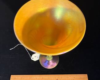A1 - $150 Steven Lundberg. Art Glass Trumpet Vase. Measures 5.75” x 10.75” tall.