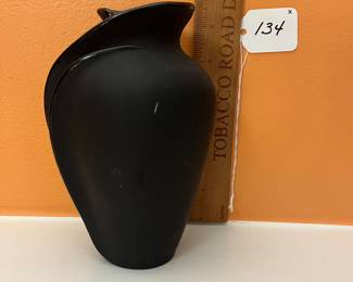 A134 - $65. Kaolin Pottery: Black Tulip Vase. Measures 3.5" x 6.5" tall. 