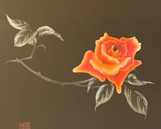 A191 - $125. Silk Embroidery Gallery: Linying Wang: Rose. Measures 23.25" x 23.25". 