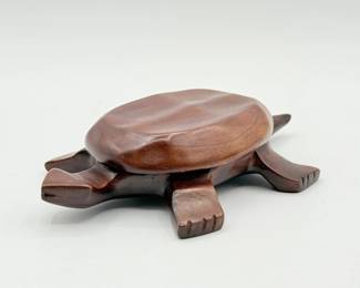 165 HandCarvedWoodenTurtleTrinketBox