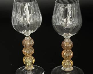 43 ScottChambersHandBlownArtGlassWineGlasses