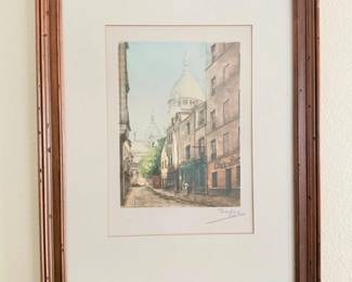 59 VintageDufzaBurinOriginalEtchingFramedArtSigned