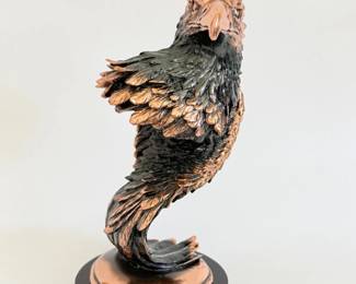 96 BaldEagleSculpturewCopperFinishonWoodBaseDecorativeFigurine