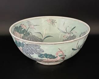 6 VintageChineseExportDecorativePorcelainBowlwithHeronsLotus