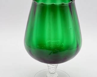 100 VintageItalianEmpoliStyleGreenArtGlassGobletVase