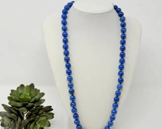 93 BlueLapisLazuliPolishedBeadedNecklace