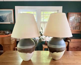 4 HartmanStudioArtPotteryTableLampswGlazeDesignSigned
