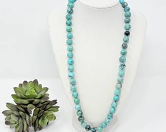 48 TurquoisePolishedBeadedNecklace