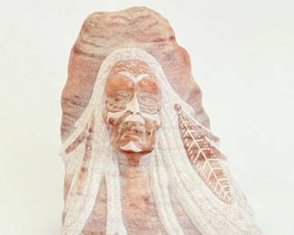 114 HandCarvedAlabasterNativeAmericanChiefSculpture