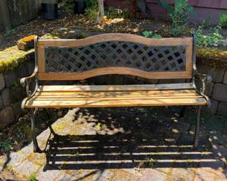 107 OutdoorWoodenBenchwMetalFrame