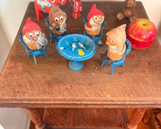 Scandinavian figurines antique side table