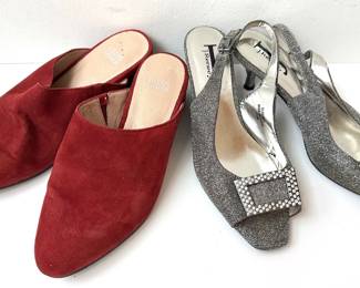2 Pairs Women's Heels Shoes, Eileen Fisher Size 7 With Dustbag & J. Renee Size 7.5 Lot #: 127