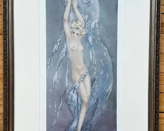Louis Icart (B1888 France) Art Deco Signed Lithograph Of 1936 Masterpiece "Fountain" Lot #: 34