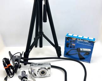 Sony Cyber Shot Digital Camera, Tripod, Flexible Ring Light & Turbo-vac Camera Cleaner Lot #: 23