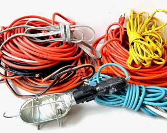 10 Industrial Power Cords Including Construction Work Light & Coaxial Cord Lot #: 171