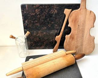Marble Cutting Board, Violin Shaped Cutting Board, Oil & Vinegar Dispenser, Rolling Pins & More Kitchen Gear Lot #: 151