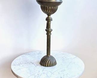 Antique Marble & Brass Side Table With Floor Lamp Lot #: 2