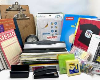 Office Supplies: Folders, Pads, Stapler, Clip-Boards, Hole-Puncher. T-shirt Transfer Sheets & More Lot #: 180