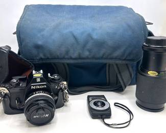 Vintage Nikon EM 35mm Camera, Cokin Zoom Lens, Sekonic Light Meter In Camera Bag Lot #: 22