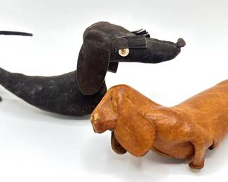 Vintage Leather & Suede Dachshund Dogs Stuffed Animals Lot #: 121