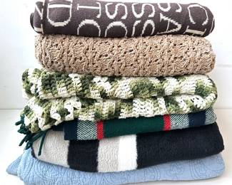 6 Blankets: Vintage Handmade Crocheted, From Yugoslavia, Chenille & More Lot #: 60