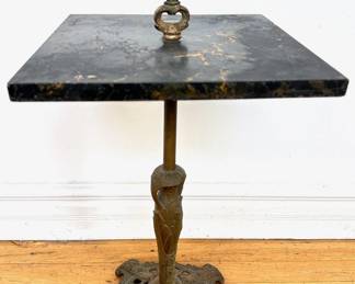 Antique Art Deco Brass & Marble French-style Bistro Table Lot #: 3
