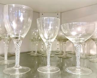 Set Wine Glasses Spiral Braided Stems In 3 Sizes (24 Pieces) Lot #: 81