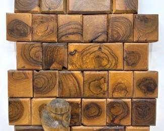 Wood Wall Sculpture Of Man Praying At Western Wall In Jerusalem Lot #: 35