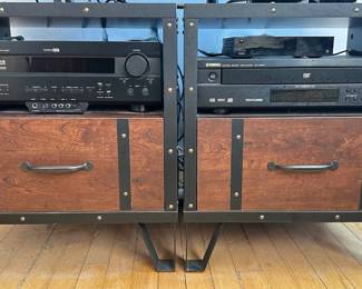 Pair Small Night Tables With Drawers & Metal Feet, Matches Previous Lot, Composite Wood Lot #: 71