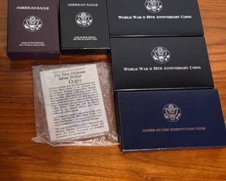 World War II 50th Anniversary commemorative coins.