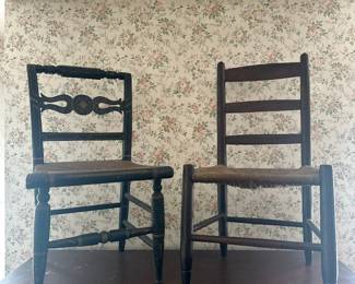 Antique rush seated children’s chairs 
