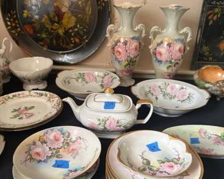 Vintage hand painted china with roses