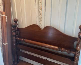 Vintage solid cherry cannon ball full size bed frame