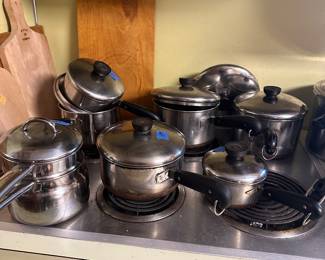 Revere and Farberware pots 