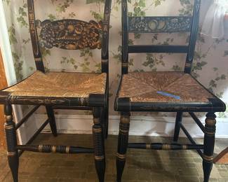Antique rush seated chairs 