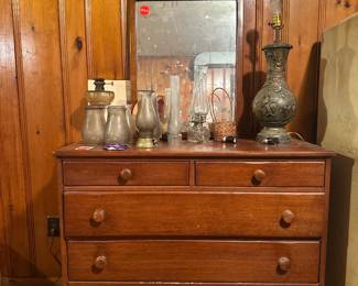 Vintage maple dresser and mirror 